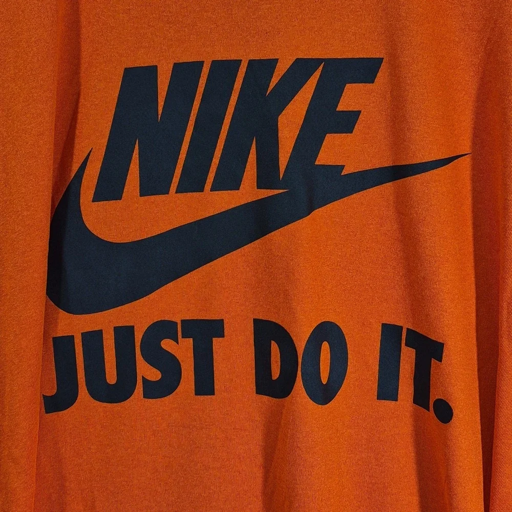 Nike Dri-Fit Just Do It T-Shirt Mens Size 2XL Brilliant Orange Black Letter New
